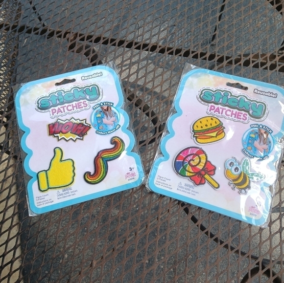 New Reusable Sticky Patches Hamburger Bumblebee Bee Mustache Lollipop Thumbs Up - Picture 1 of 4